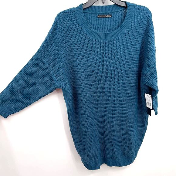 Black Tape Teal Blue Textured Knit Long Modest Pullover Sweater Plus Size 1x New - Picture 3 of 8